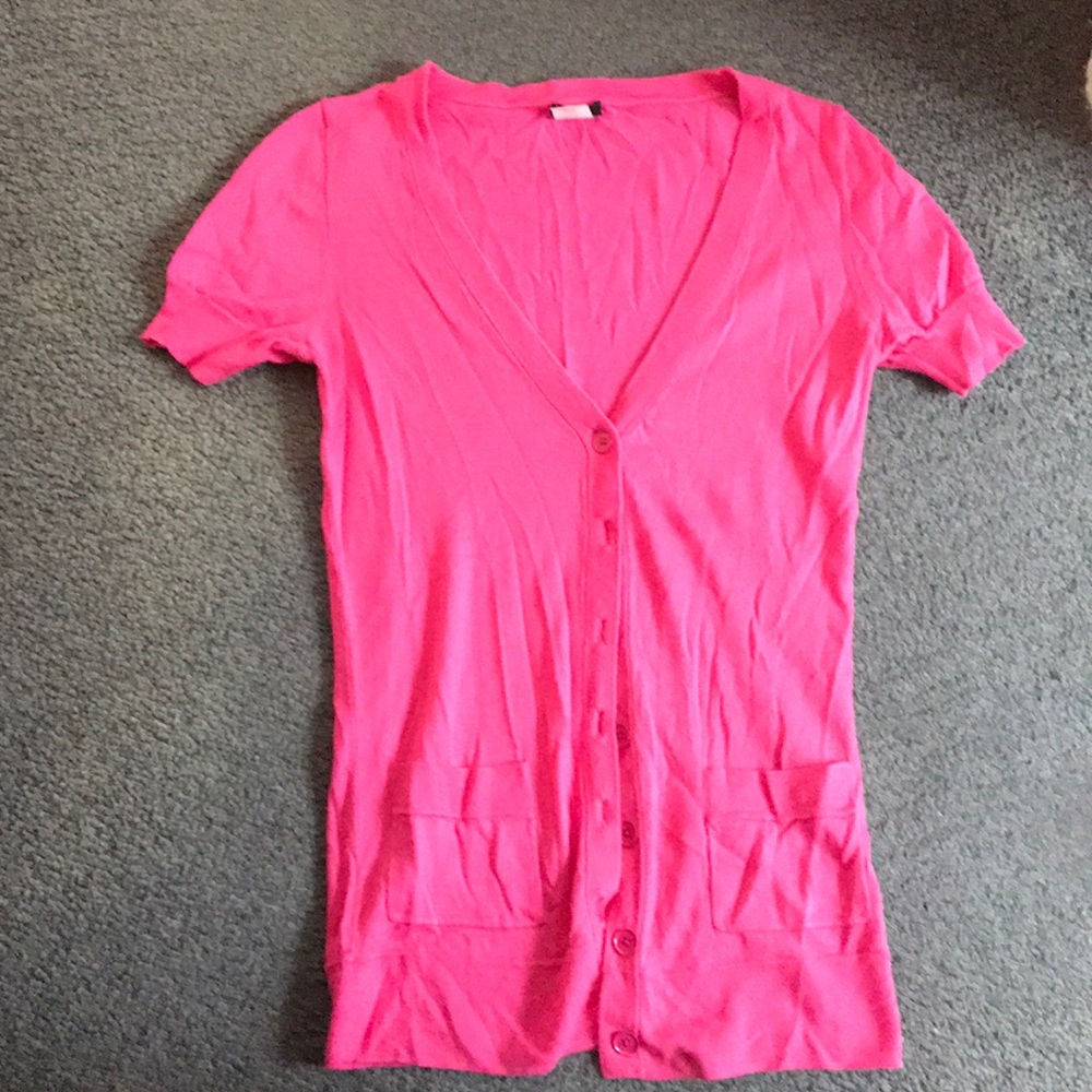 JCrew pink short sleeve cardigan